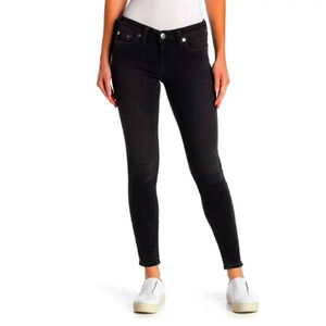 True Religion Skinny Jeans Wmn 28 Low Rise 5-Pocket Black Cotton Denim Great Con